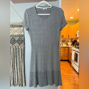 GAP Women's Ribbed Knit Short-Sleeve Dress - Gray - Size Small S Spring